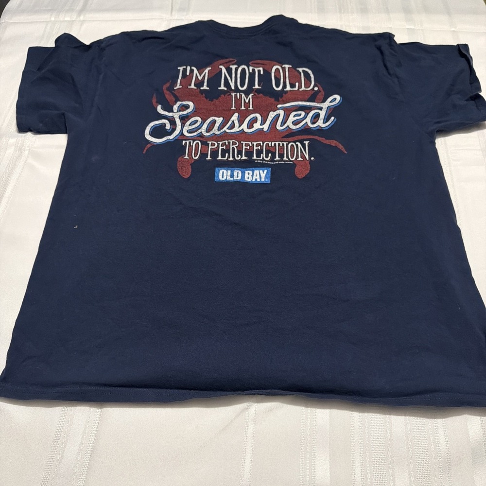 Old Bay Seasoning T-Shirt Mens XL Navy Blue Seasoned To Perfection Crab Graphic